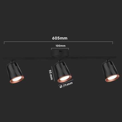 LED spotlight 3xLED/5W/230V 3000K svart