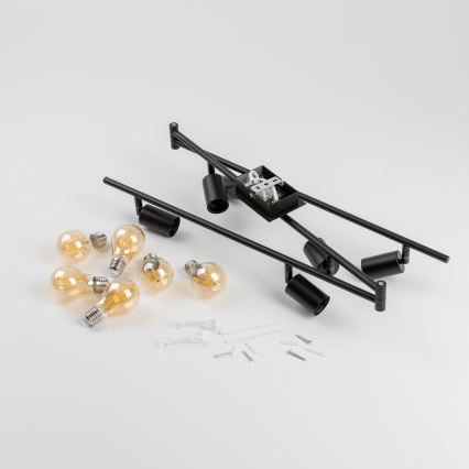 LED-spottlampa 6xE27/6,5W/230V svart