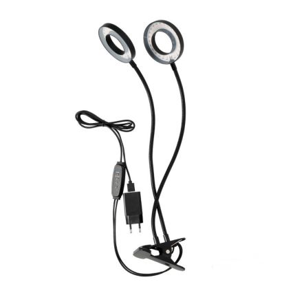 LED Dimbart flexibelt skrivbordslampa med klämma för växtodling VITARO 2xLED/4W/230V svart