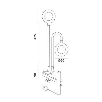 LED Dimbart flexibelt skrivbordslampa med klämma för växtodling VITARO 2xLED/4W/230V svart