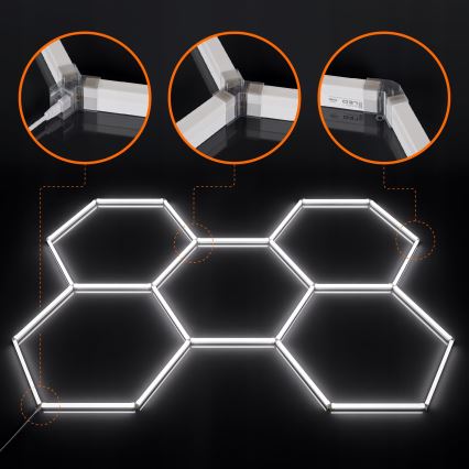 Dimbar LED-taklampa HEXAGON LED/192W/85-265V 5000K 160x221 cm CRI 90 IP54 vit