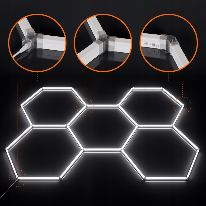 Dimbar LED-taklampa HEXAGON LED/192W/85-265V 5000K 160x221 cm CRI 90 IP54 vit