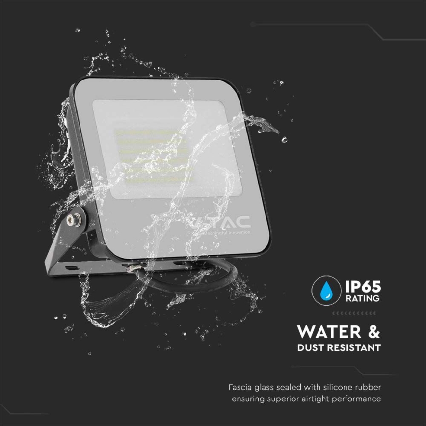 LED Strålkastare LED/50W/230V 4000K IP65 svart