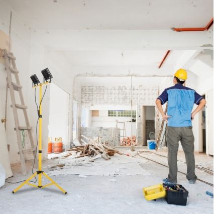 LED Strålkastare med ett stativ TIGRA 2xLED/100W/230V 4000K IP54 svart/gul