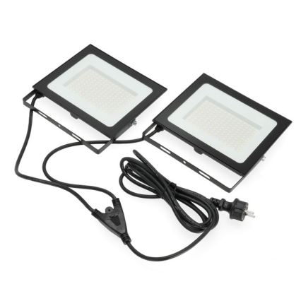 LED Strålkastare med ett stativ TIGRA 2xLED/100W/230V 4000K IP54 svart/gul