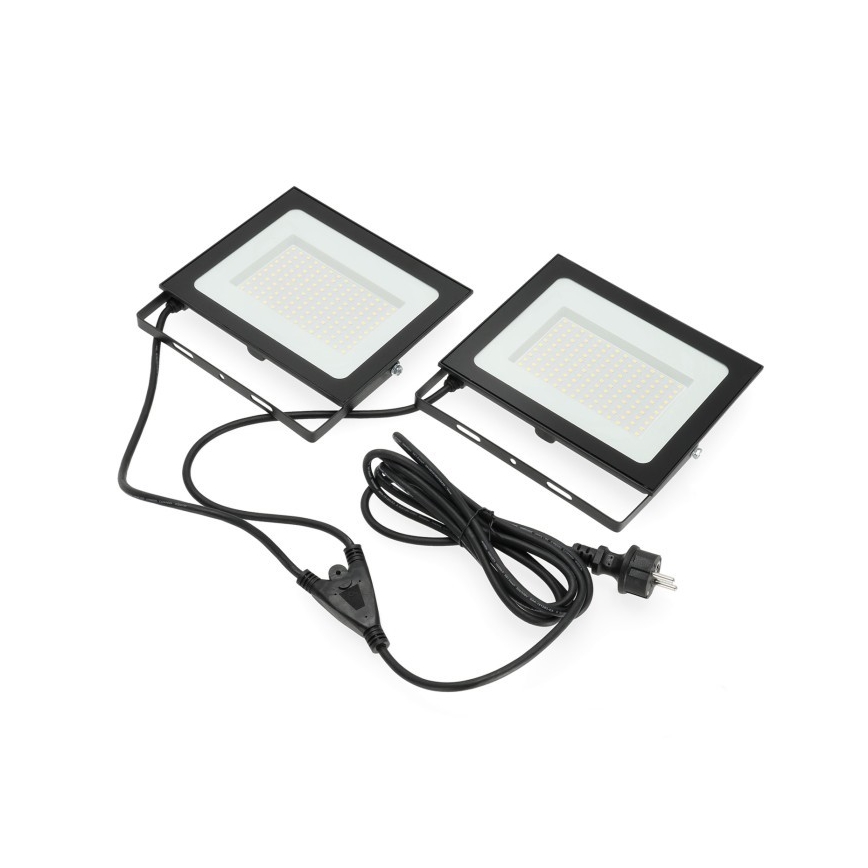 LED Strålkastare med ett stativ TIGRA 2xLED/100W/230V 4000K IP54 svart/gul