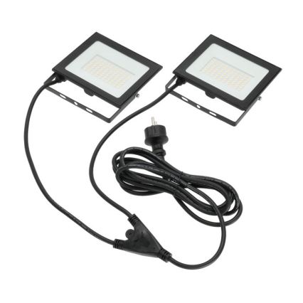 LED Strålkastare med ett stativ TIGRA 2xLED/50W/230V 4000K IP54 svart/gul