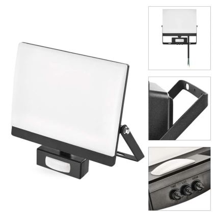 LED-reflektor med rörelse- och skymningssensor TAMBO EVO LED/50W/230V 4000K IP44 svart