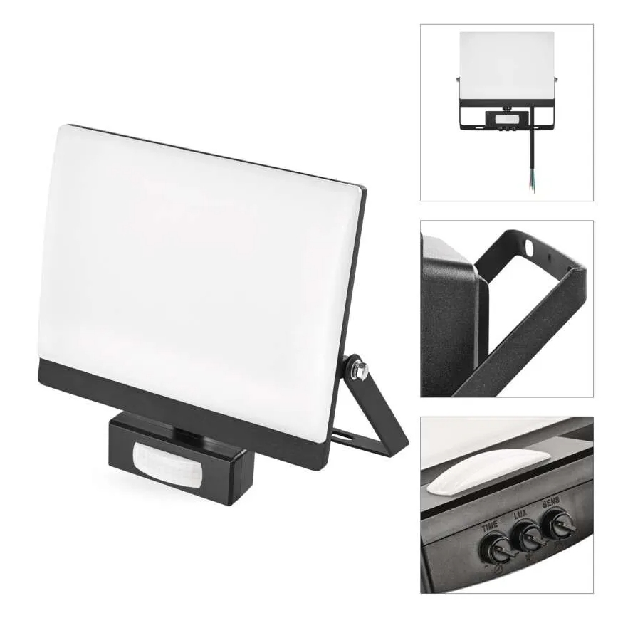 LED-reflektor med rörelse- och skymningssensor TAMBO EVO LED/50W/230V 4000K IP44 svart