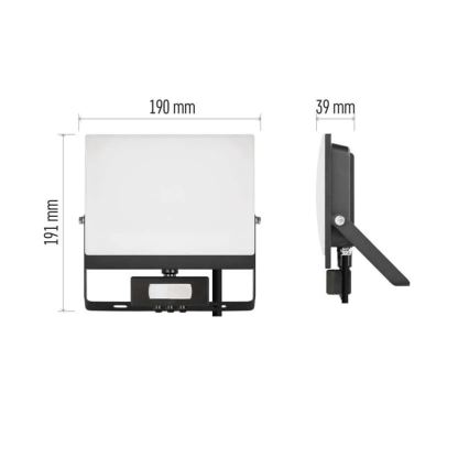 LED-reflektor med rörelse- och skymningssensor TAMBO EVO LED/50W/230V 4000K IP44 svart