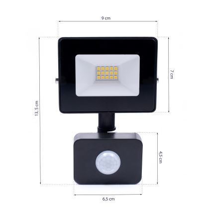LED Strålkastare med sensor LED/10W/230V IP65 4500K