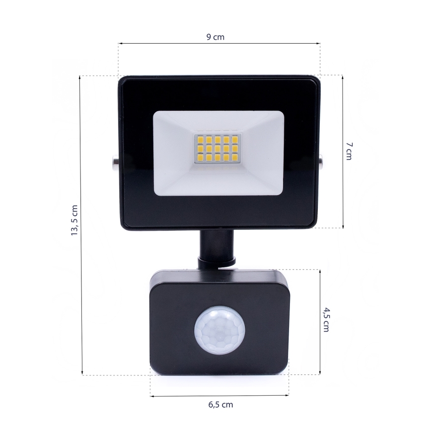 LED Strålkastare med sensor LED/10W/230V IP65 4500K