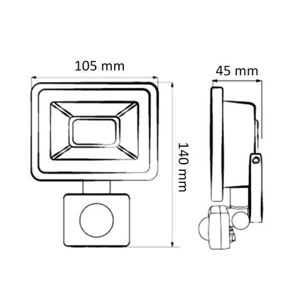 LED-strålkastare med sensor LED/20W/230V IP65