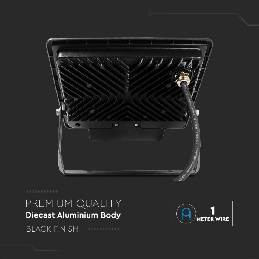 LED strålkastare med sensor LED/50W/230V 4000K IP65 svart