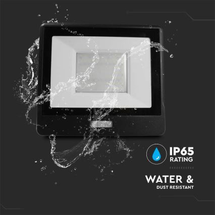 LED strålkastare med sensor LED/50W/230V 4000K IP65 svart