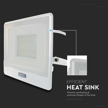 LED strålkastare med sensor LED/50W/230V 4000K IP65 vit