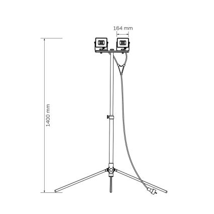 LED-strålkastare med stativ 2xLED/30W/230V 6500K IP65 gul