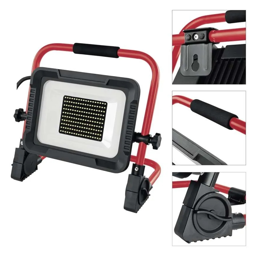 LED-strålkastare med stativ ELION LED/100W/230V 4000K IP65 röd/svart