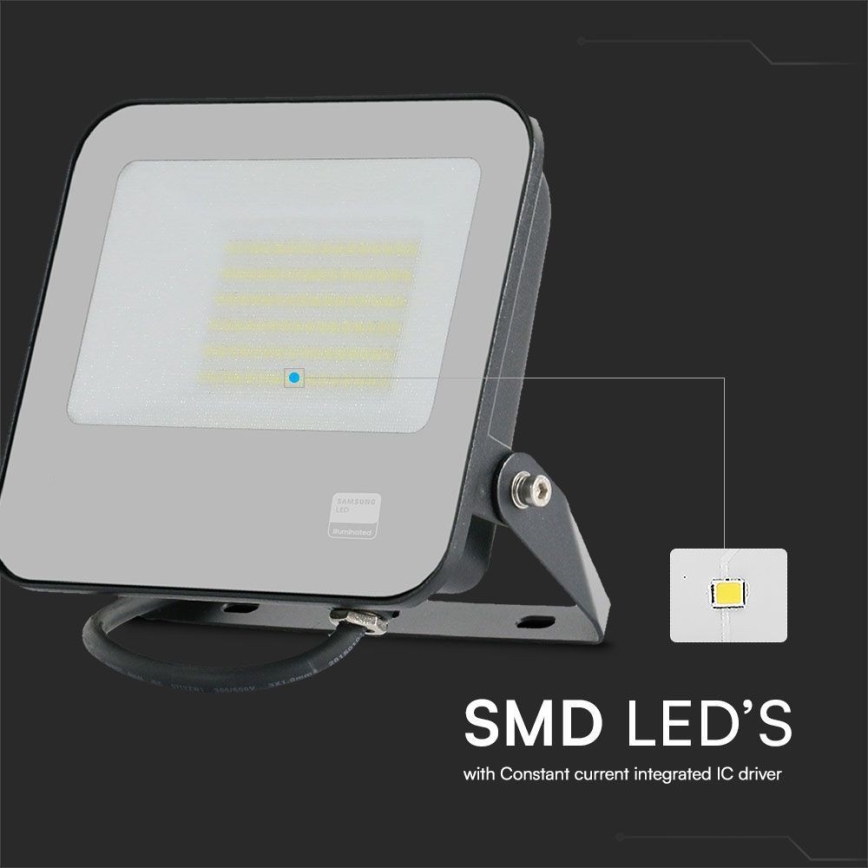LED Strålkastare SAMSUNG CHIP LED/50W/230V 4000K IP65 svart