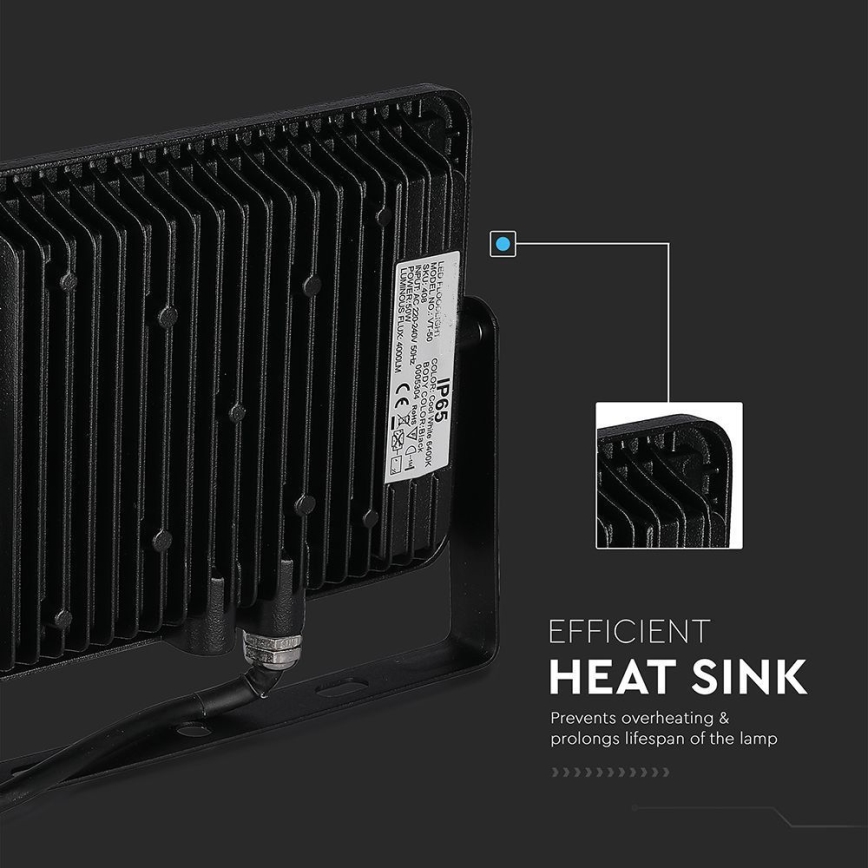 LED Strålkastare SAMSUNG CHIP LED/50W/230V 6500K IP65 svart