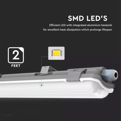 LED Teknisk lysrörsarmatur T8 1xG13/18W/230V 4000K 120cm IP65