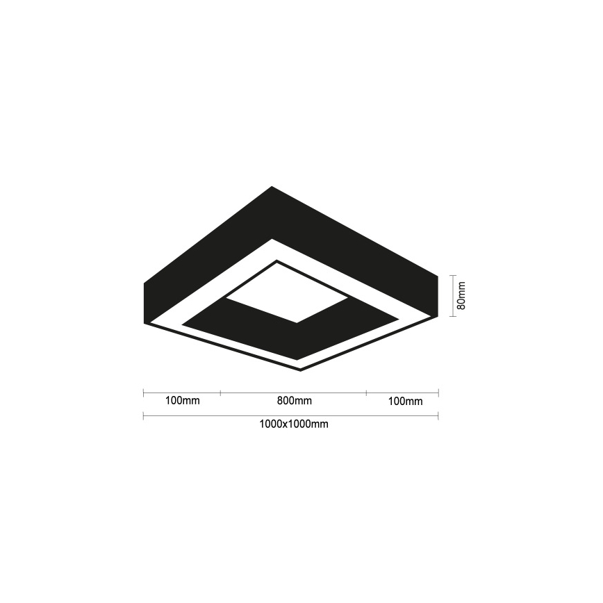 LED takarmatur LED/130W/230V 3000/4000/6500K 100x100 cm svart