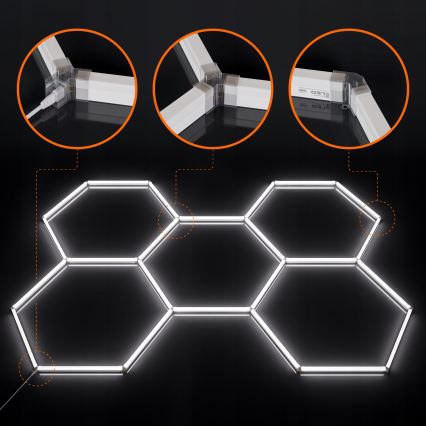 LED taklampa HEXAGON LED/240W/85-265V 6500K 298x209 cm CRI 90 IP44 vit