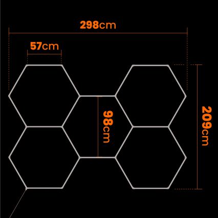 LED taklampa HEXAGON LED/240W/85-265V 6500K 298x209 cm CRI 90 IP44 vit