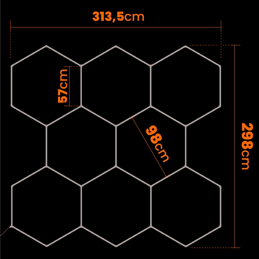 LED-taklampa HEXAGON LED/350W/85-265V 6500K 313x298 cm CRI 90 IP44 vit