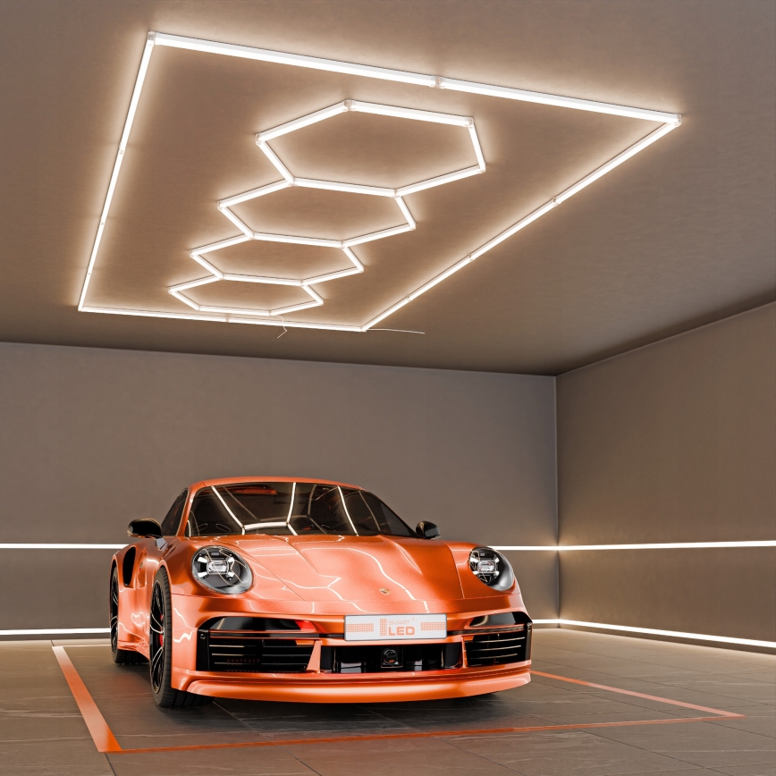 LED-takarmatur HEXAGON LED/384W/85-265V 4000K 484x243 cm CRI 90 IP54 vit