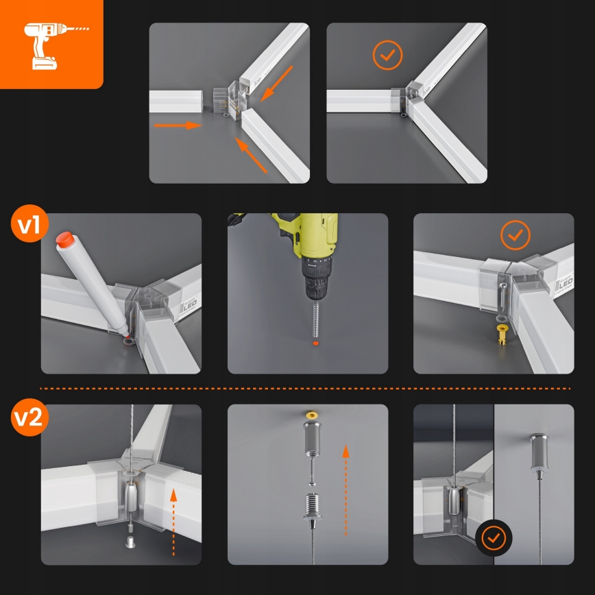 LED-taklampa HEXAGON LED/384W/85-265V 6500K 484x243 cm CRI 90 IP54 vit