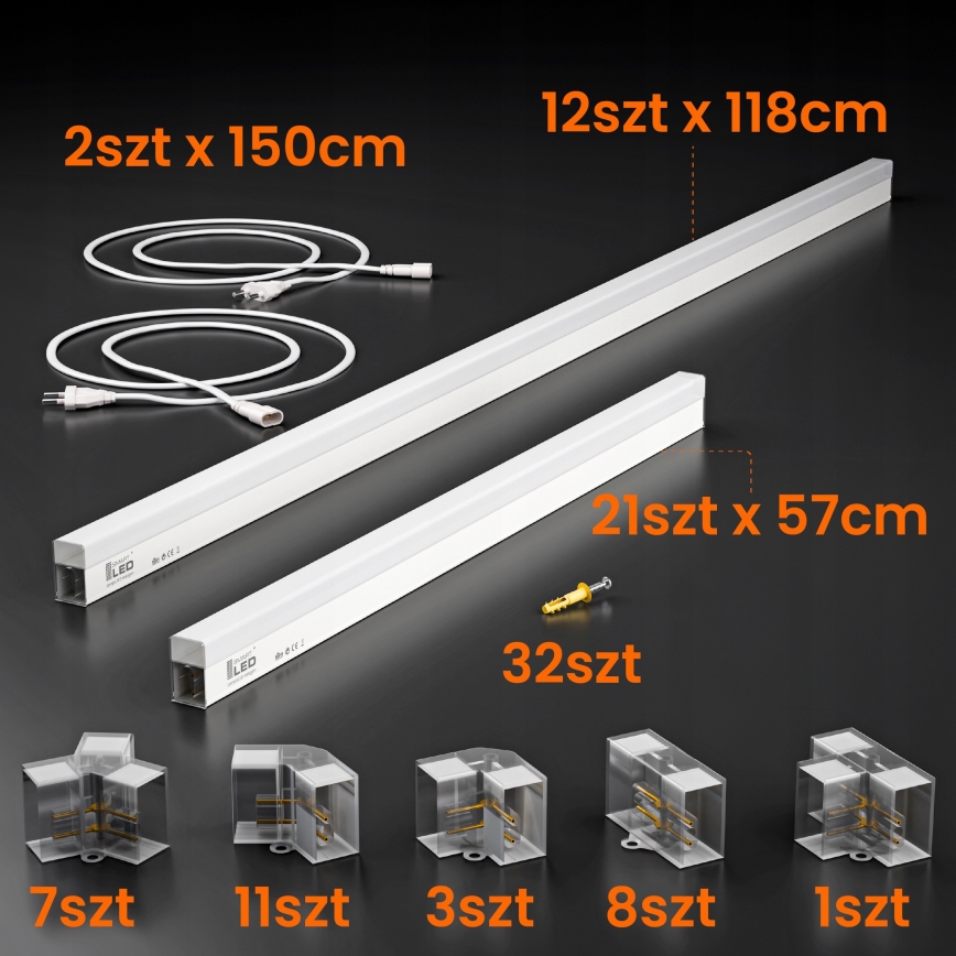 LED takarmatur HEXAGON LED/426W/85-265V 4000K 484x243 cm CRI 90 IP44 vit