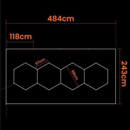 LED takarmatur HEXAGON LED/426W/85-265V 4000K 484x243 cm CRI 90 IP44 vit