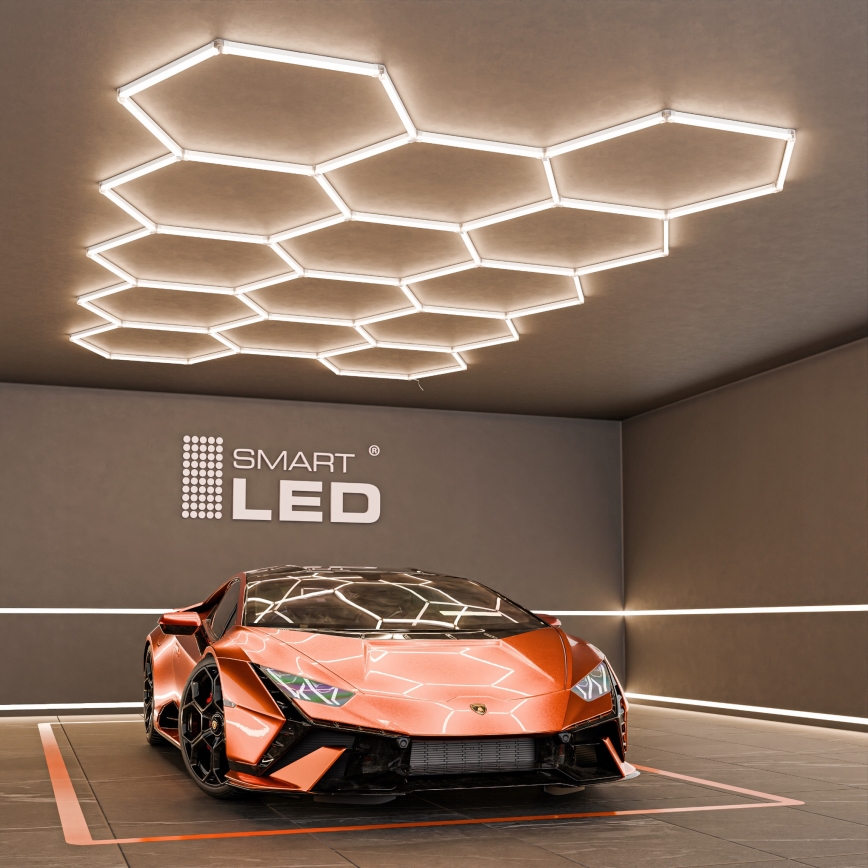 LED-taklampa HEXAGON LED/570W/85-265V 4000K 522x298 cm CRI 90 IP44 vit