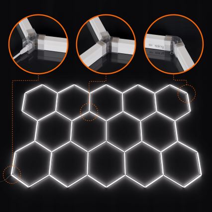 LED-taklampa HEXAGON LED/570W/85-265V 4000K 522x298 cm CRI 90 IP44 vit