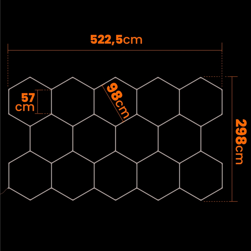 LED-taklampa HEXAGON LED/570W/85-265V 4000K 522x298 cm CRI 90 IP44 vit