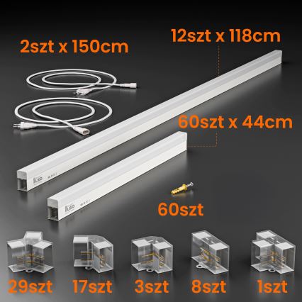 LED Takarmatur HEXAGON LED/696W/85-265V 4000K 484x243 cm CRI 90 IP54 vit