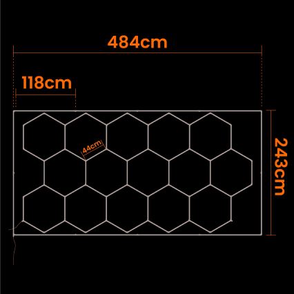 LED-takarmatur HEXAGON LED/696W/85-265V 6500K 484x243 cm CRI 90 IP44 vit