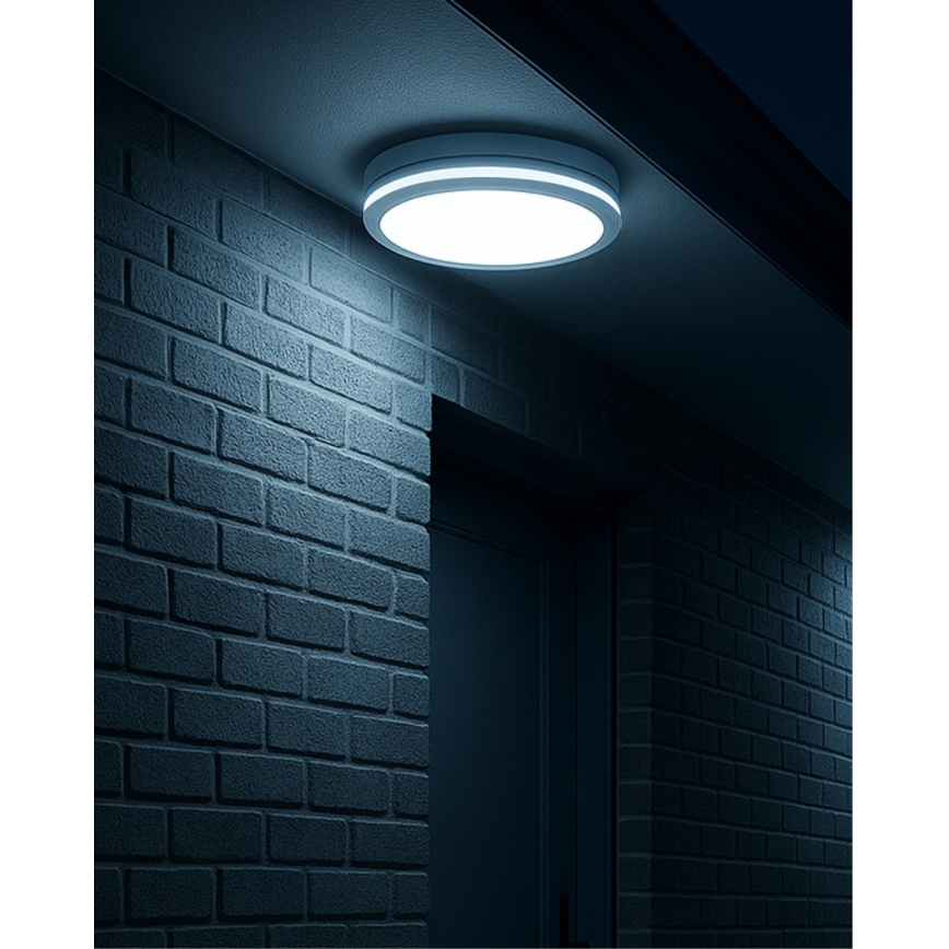 LED taklampa för badrum med rörelsesensor LED/20W/230V 3000/4000/6500K Ø 23 cm IP54 vit