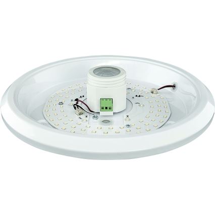 LED takarmatur med rörelse- och skymningssensor samt nödbelysningsmodul MANA LED/12W/230V 1500 mAh Ø 29 cm vit