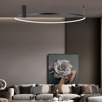 LED takarmatur RING S LED/50W/230V 3000/4000/6000K Ø 90 cm svart
