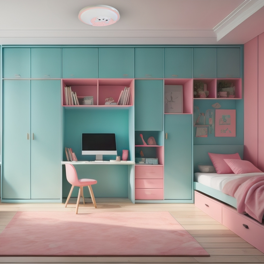 LED takbelysning för barn MOONCAT LED/34W/230V rosa