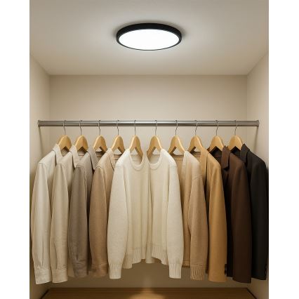 LED-taklampa 18 W, 230 V — valbar färgtemperatur 3000/4000/6500 K, Ø 23 cm, svart