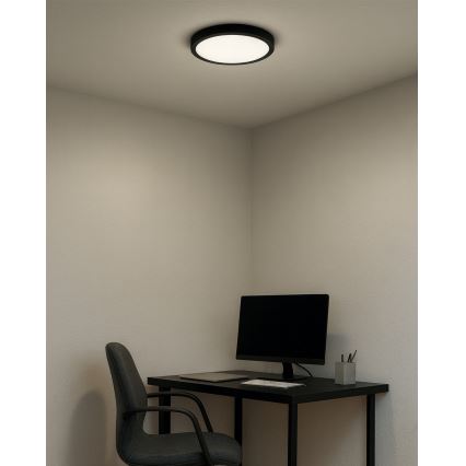 LED-taklampa 18 W, 230 V — valbar färgtemperatur 3000/4000/6500 K, Ø 23 cm, svart