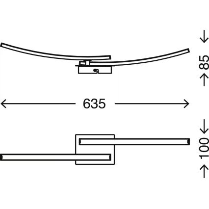 LED taklampa 2x LED/6W/230V 3000K matt krom