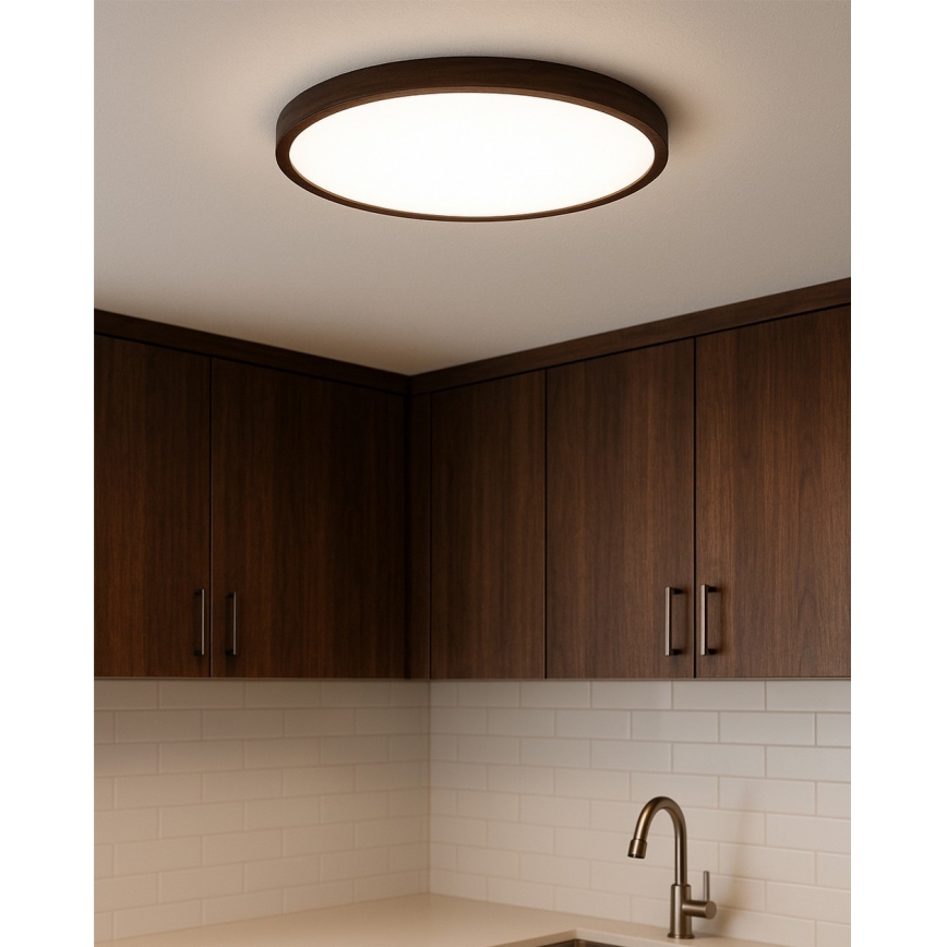 LED-taklampa, 40 W, 230 V — växbar färgtemperatur 3000/4000/6500 K, Ø 50 cm, brun