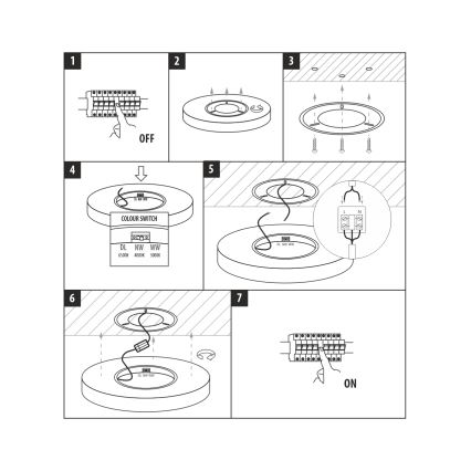 LED-taklampa, 40 W, 230 V — växbar färgtemperatur 3000/4000/6500 K, Ø 50 cm, brun