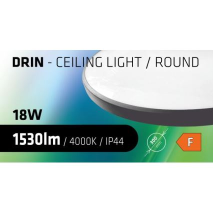 LED taklampa för badrum CIRCLE LED/18W/230V 4000K diameter 30 cm IP44 svart