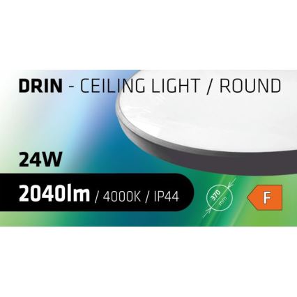 LED taklampa för badrum CIRCLE LED/24W/230V 4000K diameter 37 cm IP44 svart