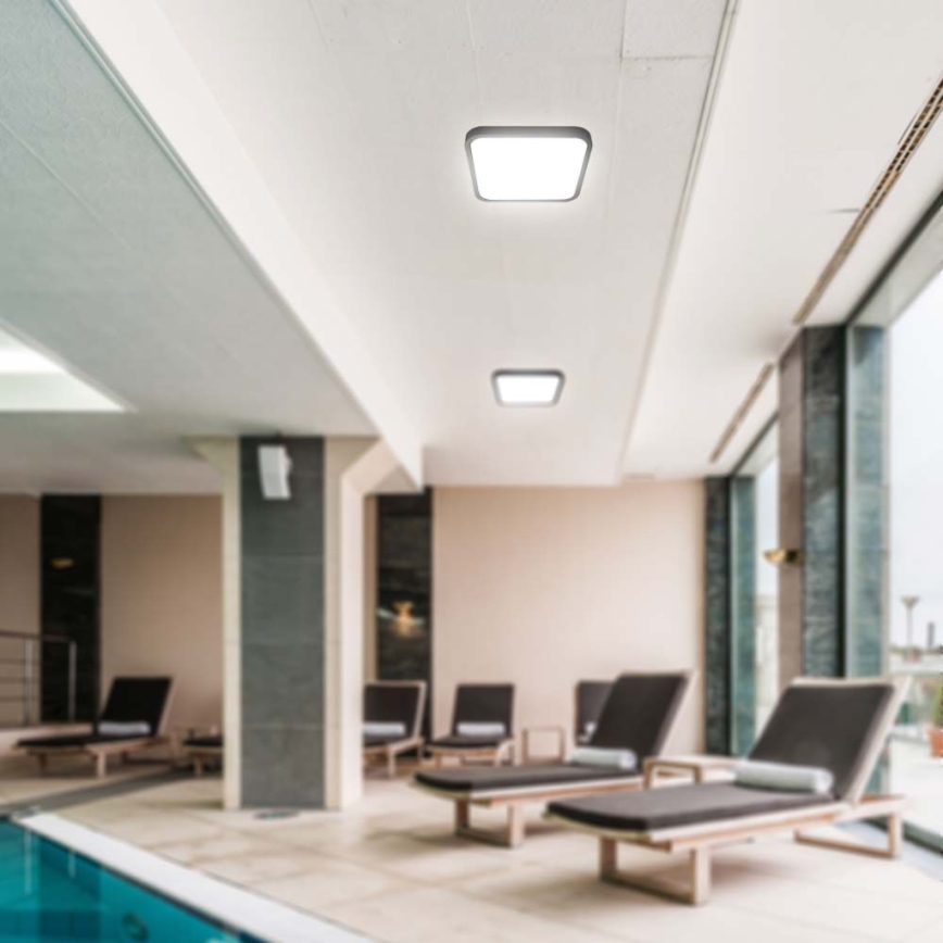 LED taklampa för badrum LED/18W/230V 6500K IP44 25x25 cm svart